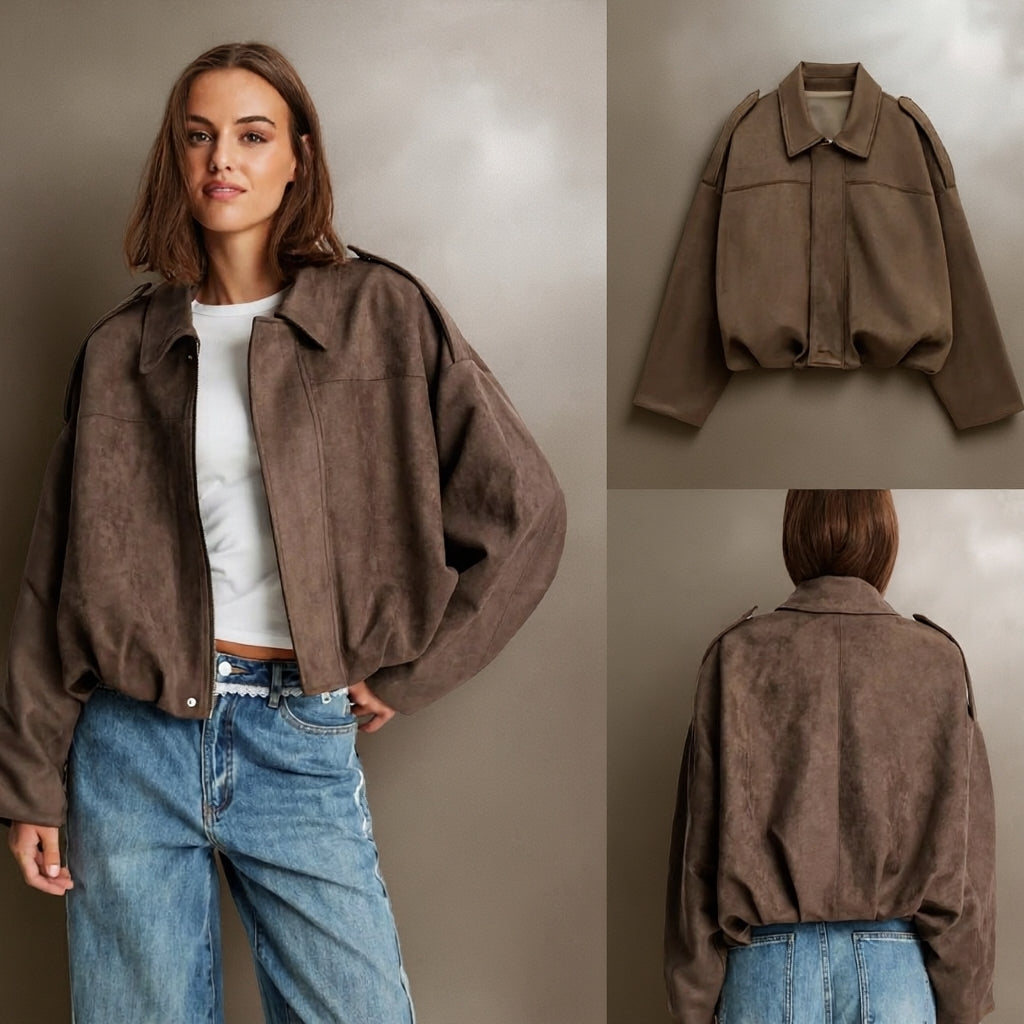 Wildleder-Look Jacke